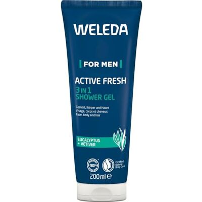 WELEDA Men Active Fresh 3-in-1 Duschgel, 200 ml Eukalyptus- & Vetiver-Duft, milde Zuckertenside, waschaktive Aminosäuren, dermatologisch geprüft, silikonfreie WELEDA Men Active Fresh 3-in-1 Duschgel, 200 ml Eukalyptus- & Vetiver-Duft, milde Zuckertenside, waschaktive Aminosäuren, dermatologisch geprüft, silikonfreie