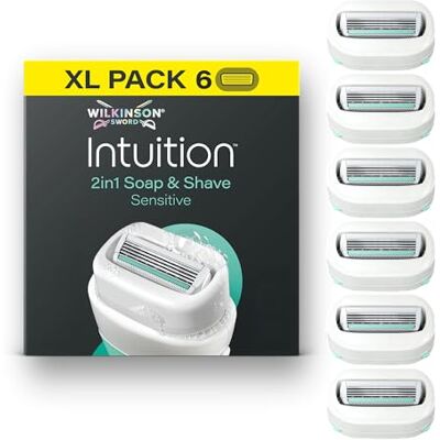 Wilkinson Sword Rasierklingen, Intuition 2in1 Soap & Shave Sensitive, 6 Stück Wilkinson Sword Rasierklingen, Intuition 2in1 Soap & Shave Sensitive, 6 Stück