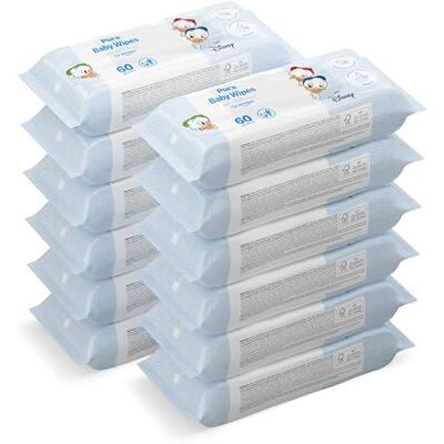 by Amazon Disney Pure Babyfeuchttücher, 100% Pflanzliche Fasern, 99% Wasser, 720 Tücher, Unparfümiert, 12 Packungen à 60 Stück by Amazon Disney Pure Babyfeuchttücher, 100% Pflanzliche Fasern, 99% Wasser, 720 Tücher, Unparfümiert, 12 Packungen à 60 Stück