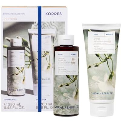 KORRES JASMINE Körperpflege Set – Duschgel 250ml & Bodymilk 200ml, zart duftende Pflege für seidig-weiche Haut, feuchtigkeitsspendend, vegan KORRES JASMINE Körperpflege Set – Duschgel 250ml & Bodymilk 200ml, zart duftende Pflege für seidig-weiche Haut, feuchtigkeitsspendend, vegan