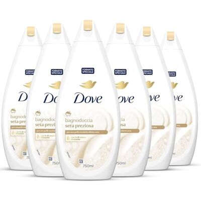 Dove Duschschaum aus Seide, Formel mit Dermo-natürlicher Feuchtigkeitsspender, mit 1/4 Feuchtigkeitscreme, dermatologisch getestet, Duschgel für Damen und Herren, 100% recycelte Flasche* 6 Stück x Dove Duschschaum aus Seide, Formel mit Dermo-natürlicher Feuchtigkeitsspender, mit 1/4 Feuchtigkeitscreme, dermatologisch getestet, Duschgel für Damen und Herren, 100% recycelte Flasche* 6 Stück x