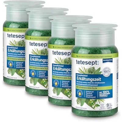tetesept Meeressalz Erkältungszeit Bad, Gesundheitsbad,4 x 600 g Erkältungsbad für die kalte Jahreszeit, mit 6 ätherischen Ölen, wohltuender Badezusatz mit natürlichem Meersalz tetesept Meeressalz Erkältungszeit Bad, Gesundheitsbad,4 x 600 g Erkältungsbad für die kalte Jahreszeit, mit 6 ätherischen Ölen, wohltuender Badezusatz mit natürlichem Meersalz