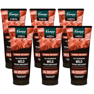 Kneipp MEN 3 in 1 Pflegedusche Wild Sandelholz & Bio Grüntee Für Haut, Haar & Gesicht Verbessert das Hautgefühl Multipack 6 x 200ml Kneipp MEN 3 in 1 Pflegedusche Wild Sandelholz & Bio Grüntee Für Haut, Haar & Gesicht Verbessert das Hautgefühl Multipack 6 x 200ml