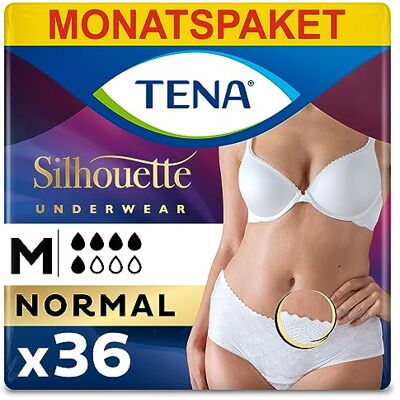 TENA Silhouette Normal Blanc 32 Einwegslips im Monatspaket (6 x 6 Stück) Design Einweg-Höschen für Frauen bei mittlerer bis starker Blasenschwäche und Inkontinenz Weiß, Größe M TENA Silhouette Normal Blanc 32 Einwegslips im Monatspaket (6 x 6 Stück) Design Einweg-Höschen für Frauen bei mittlerer bis starker Blasenschwäche und Inkontinenz Weiß, Größe M