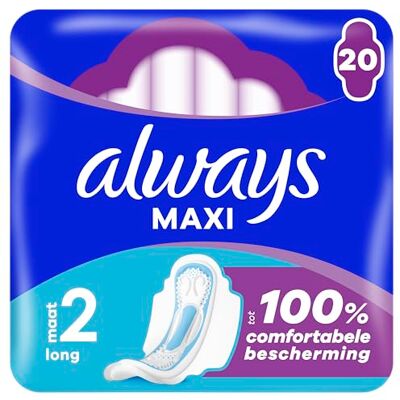 Always Maxi Damenbinden, Größe 2, lang, 20 Binden mit Flügeln, sehr reichlich fließender Tag, sehr saugfähiger Kern und auslaufsichere Barrieren Always Maxi Damenbinden, Größe 2, lang, 20 Binden mit Flügeln, sehr reichlich fließender Tag, sehr saugfähiger Kern und auslaufsichere Barrieren