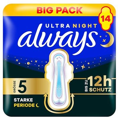 Always Ultra Damenbinden Starke Periode (Größe 5) Mit Flügeln 14 Stück, Sehr Saugfähig Und Ultradünn, Für Die Periode Always Ultra Damenbinden Starke Periode (Größe 5) Mit Flügeln 14 Stück, Sehr Saugfähig Und Ultradünn, Für Die Periode