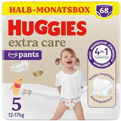 HUGGIES Extra Care Pants mit Disney-Design Größe 5, 68 Windeln (2x34), Halb-Monatsbox HUGGIES Extra Care Pants mit Disney-Design Größe 5, 68 Windeln (2x34), Halb-Monatsbox