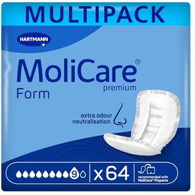 Molicare Premium Form 9 Tropfen, für schwerste Inkontinenz: maximale Sicherheit, extra Auslaufschutz und Diskretion für Frauen und Männer, zu verwenden mit Premium Fixpants, 4x16 Stück Molicare Premium Form 9 Tropfen, für schwerste Inkontinenz: maximale Sicherheit, extra Auslaufschutz und Diskretion für Frauen und Männer, zu verwenden mit Premium Fixpants, 4x16 Stück