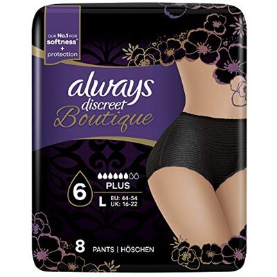 Discreet Boutique Pants Plus, Schwarz, Größe L, 2 Packungen à 8 Stück Discreet Boutique Pants Plus, Schwarz, Größe L, 2 Packungen à 8 Stück