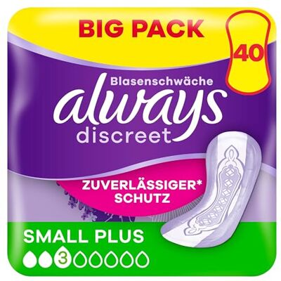 Discreet Inkontinenz Small Plus Big Pack 40 Stück Discreet Inkontinenz Small Plus Big Pack 40 Stück