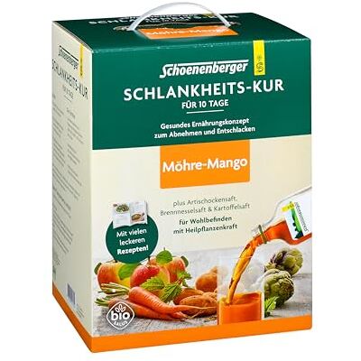 Schoenenberger Schlankheits-Kur Möhre-Mango 10-Tage-Kur mit Möhre-Apfel-Mangosaft, Artischockensaft, Brennnesselsaft und Kartoffelsaft, Ernährungsplan und Bewegung Schoenenberger Schlankheits-Kur Möhre-Mango 10-Tage-Kur mit Möhre-Apfel-Mangosaft, Artischockensaft, Brennnesselsaft und Kartoffelsaft, Ernährungsplan und Bewegung