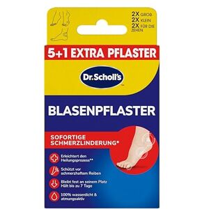 Dr. Scholl's Blasenpflaster, Lindert Blasenschmerzen sofort, 2 große, 2 kleine Pflaster und 2 für die Zehen, 100 Prozent wasserdicht und atmungsaktiv, hält bis zu 7 Tage Dr. Scholl's Blasenpflaster, Lindert Blasenschmerzen sofort, 2 große, 2 kleine Pflaster und 2 für die Zehen, 100 Prozent wasserdicht und atmungsaktiv, hält bis zu 7 Tage