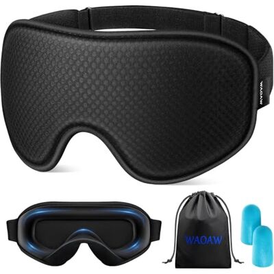 WAOAW Schlafmaske für Damen und Herren, Augenmaske zum Schlafen mit 3D-Lichtblockierung, Augenbinde (schwarz) WAOAW Schlafmaske für Damen und Herren, Augenmaske zum Schlafen mit 3D-Lichtblockierung, Augenbinde (schwarz)