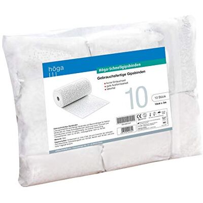 Höga Schnellgipsbinden, gebrauchsfertige Gipsbinden 10 cm x 3 m, á 5x2 Stück im Karton, für alle Arten von Knochenbrüchen ideal zum Basteln und Modellieren 10 Stück (1er Pack) Höga Schnellgipsbinden, gebrauchsfertige Gipsbinden 10 cm x 3 m, á 5x2 Stück im Karton, für alle Arten von Knochenbrüchen ideal zum Basteln und Modellieren 10 Stück (1er Pack)