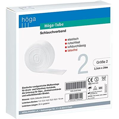 Höga Tube Schlauchverband elastisch rutschfest luftdurchlässig Größe 2 2.5 cm x 20 m 1 Stück, Weiß Höga Tube Schlauchverband elastisch rutschfest luftdurchlässig Größe 2 2.5 cm x 20 m 1 Stück, Weiß