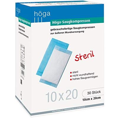 Höga - gebrauchsfertige Saugkompressen, 30 Stück, 10x20 cm Höga - gebrauchsfertige Saugkompressen, 30 Stück, 10x20 cm