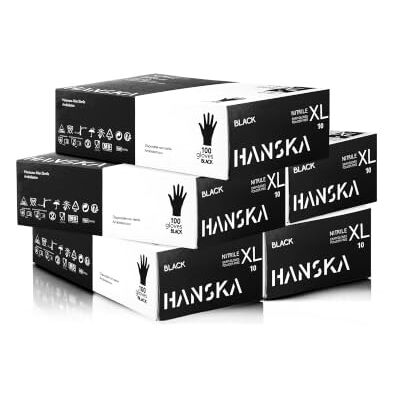 HANSKA 500 Schwarz Nitril-Einweghandschuhe – puderfrei – Einweg – beidhändig – nicht steril – Gummibasis – geeignet für medizinische Bereiche, Handhabung von Lebensmitteln (500, XL) HANSKA 500 Schwarz Nitril-Einweghandschuhe – puderfrei – Einweg – beidhändig – nicht steril – Gummibasis – geeignet für medizinische Bereiche, Handhabung von Lebensmitteln (500, XL)