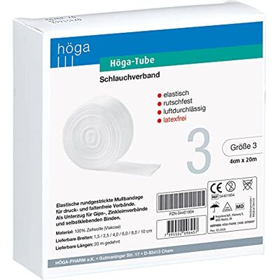 Höga Tube Schlauchverband elastisch rutschfest luftdurchlässig Größe 3 4 cm x 20 m Stück, Weiß Höga Tube Schlauchverband elastisch rutschfest luftdurchlässig Größe 3 4 cm x 20 m Stück, Weiß