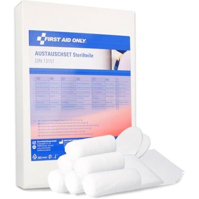 First Aid Only Austauschset Sterilteile für DIN 13157:2021 Sterile Verbandmaterialien für Betrieb, Büro und öffentliche Einrichtungen gemäß ASR P-91311 00 First Aid Only Austauschset Sterilteile für DIN 13157:2021 Sterile Verbandmaterialien für Betrieb, Büro und öffentliche Einrichtungen gemäß ASR P-91311 00