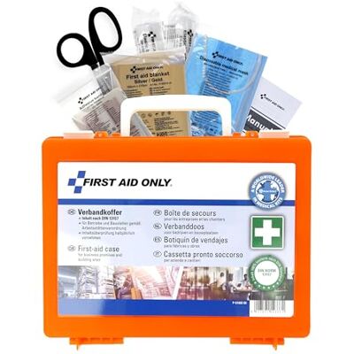First Aid Only Erste Hilfe Koffer DIN 13157 mit Wandhalterung Kompakter Verbandskasten für Betriebe und Haushalte gefüllt nach DIN 13157:2021 Inkl. Tragegriff & Montagematerial P-51002 00 First Aid Only Erste Hilfe Koffer DIN 13157 mit Wandhalterung Kompakter Verbandskasten für Betriebe und Haushalte gefüllt nach DIN 13157:2021 Inkl. Tragegriff & Montagematerial P-51002 00