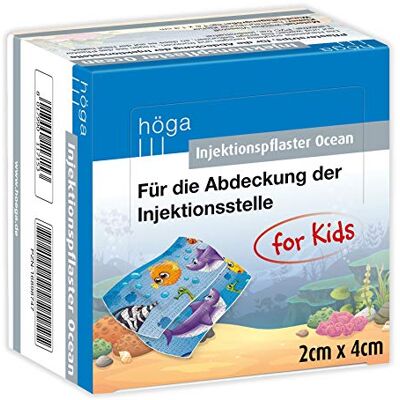Höga Injektionspflaster Ocean for Kids 2cm x 4cm, 100 Stück. Für die Abdeckung der Injektionsstelle aus Vlies 26 g Höga Injektionspflaster Ocean for Kids 2cm x 4cm, 100 Stück. Für die Abdeckung der Injektionsstelle aus Vlies 26 g