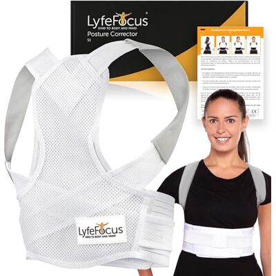 LyfeFocus S1 Haltungskorrektur für Männer und Frauen Unsichtbare atmungsaktive Stütze für den oberen Rücken Haltungskorrektur bei Nacken-, Schulter- und Rückenschmerzen (Weiß, Groß) LyfeFocus S1 Haltungskorrektur für Männer und Frauen Unsichtbare atmungsaktive Stütze für den oberen Rücken Haltungskorrektur bei Nacken-, Schulter- und Rückenschmerzen (Weiß, Groß)