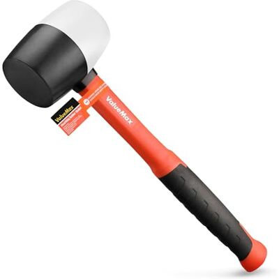 ValueMax Gummihammer 450g, Schwarzer und Weißer Gummikopf, Ergonomisch Griff, Schonhammer, Vollgummihammer, für Bodenleger und Fliesen ValueMax Gummihammer 450g, Schwarzer und Weißer Gummikopf, Ergonomisch Griff, Schonhammer, Vollgummihammer, für Bodenleger und Fliesen