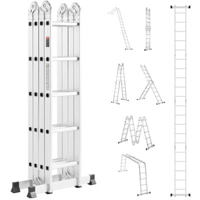 VEVOR Mehrzweckleiter, 7-in-1-Multifunktionsleiter, A-Rahmen, 5-Stufen-Teleskopleiter, Leitergerüst 5750 mm, verstellbare Hochleistungsleiter, 150 kg Tragkraft, für den Außenbereich zu Hause VEVOR Mehrzweckleiter, 7-in-1-Multifunktionsleiter, A-Rahmen, 5-Stufen-Teleskopleiter, Leitergerüst 5750 mm, verstellbare Hochleistungsleiter, 150 kg Tragkraft, für den Außenbereich zu Hause