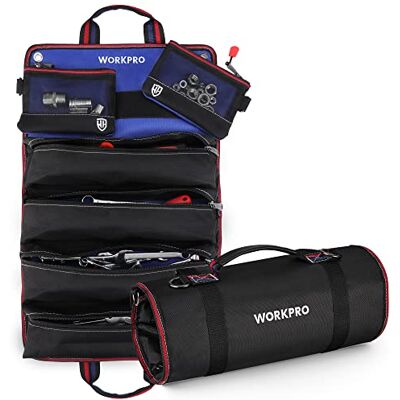 WORKPRO Werkzeugtasche Rolltasche, Profi Werkzeugrolltasche Werkzeugrolle 57*36CM, aus 720D Polyester, große Kapazität, mit 2 abnehmbaren Taschen & 4 Reißverschlusstaschen, für Elektriker Handwerker WORKPRO Werkzeugtasche Rolltasche, Profi Werkzeugrolltasche Werkzeugrolle 57*36CM, aus 720D Polyester, große Kapazität, mit 2 abnehmbaren Taschen & 4 Reißverschlusstaschen, für Elektriker Handwerker