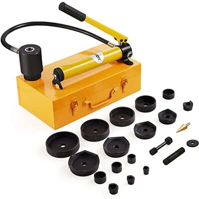 VEVOR Hydraulisches Lochstanzer-Set Knockout-Lochtreiber-Kit 15t, Handpumpe Stahl Lochwerkzeug 10 Stanzformen 1/2, 3/4, 1, 1-1/4, 1-1/2, 2, 2-1/2, 3, 3-1/2, 4 Zoll, Zylinder Lochstanze Hydraulikpumpe VEVOR Hydraulisches Lochstanzer-Set Knockout-Lochtreiber-Kit 15t, Handpumpe Stahl Lochwerkzeug 10 Stanzformen 1/2, 3/4, 1, 1-1/4, 1-1/2, 2, 2-1/2, 3, 3-1/2, 4 Zoll, Zylinder Lochstanze Hydraulikpumpe