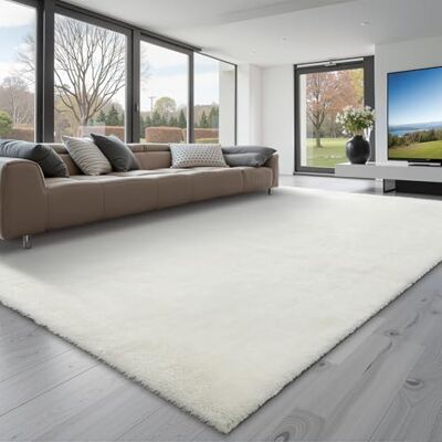 VEVOR Hochflor Teppich 3048x2438 mm, Flauschiger Wohnzimmerteppich mit dreilagigem Material, 35 mm Florhöhe, für Wohnzimmer, Schlafzimmer, Loungebereich, fusselfrei und weicher, weiß VEVOR Hochflor Teppich 3048x2438 mm, Flauschiger Wohnzimmerteppich mit dreilagigem Material, 35 mm Florhöhe, für Wohnzimmer, Schlafzimmer, Loungebereich, fusselfrei und weicher, weiß