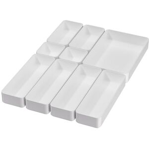 CHANCETSUI 9-teiliges Schubladen-Organizer-Tabletts-Set, multifunktional, stapelbar, für Schlafzimmer, Badezimmer, Küche, Schreibtisch, Büro, Schubladen-Organizer. Kunststoff-Aufbewahrungsboxen in 5 Farben, Weiß CHANCETSUI 9-teiliges Schubladen-Organizer-Tabletts-Set, multifunktional, stapelbar, für Schlafzimmer, Badezimmer, Küche, Schreibtisch, Büro, Schubladen-Organizer. Kunststoff-Aufbewahrungsboxen in 5 Farben, Weiß