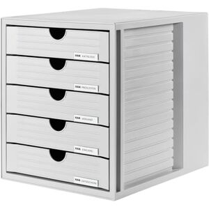HAN Schubladenbox SYSTEMBOX mit 5 geschlossenen Schubladen für Unterlagen bis DIN C4, Schreibtisch oder im Schrank, inkl. Auszugsperre + Beschriftungsclip, möbelschonende Gummifüße, 1450-11, lichtgrau HAN Schubladenbox SYSTEMBOX mit 5 geschlossenen Schubladen für Unterlagen bis DIN C4, Schreibtisch oder im Schrank, inkl. Auszugsperre + Beschriftungsclip, möbelschonende Gummifüße, 1450-11, lichtgrau