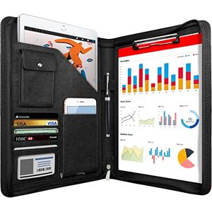 NEWYES NY-A403-BL-EU Konferenzmappe aus Leder, mit Reißverschluss, A4, Reisedokumentenmappe, Portfolio-Reisetasche, persönlicher Agenda-Organizer, 33,5 cm x 25 cm x 3,5 cm, Schwarz-Weiß NEWYES NY-A403-BL-EU Konferenzmappe aus Leder, mit Reißverschluss, A4, Reisedokumentenmappe, Portfolio-Reisetasche, persönlicher Agenda-Organizer, 33,5 cm x 25 cm x 3,5 cm, Schwarz-Weiß