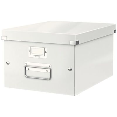 Leitz Click & Store Aufbewahrungsbox mit Deckel Mittel-Groß, Box für Unterlagen bis A4 im Büro u. Haushalt, Transportbox aus 85 % recycelter Premium-Hartpappe, Stabile Metallgriffe, Weiß, 60440001 Leitz Click & Store Aufbewahrungsbox mit Deckel Mittel-Groß, Box für Unterlagen bis A4 im Büro u. Haushalt, Transportbox aus 85 % recycelter Premium-Hartpappe, Stabile Metallgriffe, Weiß, 60440001