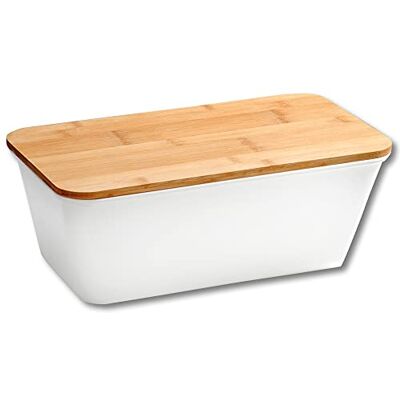 Kesper Brotbox, Material: Kunststoff, Bambus, Maße: B: 35 x H: 13,5 x T: 20 cm, Farbe: Weiß, Braun 58490 Kesper Brotbox, Material: Kunststoff, Bambus, Maße: B: 35 x H: 13,5 x T: 20 cm, Farbe: Weiß, Braun 58490