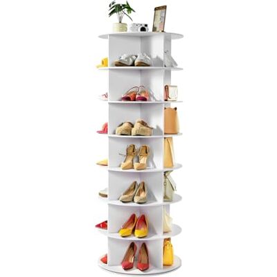VEVOR Schuhregal Schuhschrank für 28 Paar Schuhe (7-stöckig) 360° drehbar, platzsparende Schuhaufbewahrung, Schuhablage für Schlafzimmer Wohnzimmer Eingangsbereich, Weiß 598 x 598 x 1620 mm VEVOR Schuhregal Schuhschrank für 28 Paar Schuhe (7-stöckig) 360° drehbar, platzsparende Schuhaufbewahrung, Schuhablage für Schlafzimmer Wohnzimmer Eingangsbereich, Weiß 598 x 598 x 1620 mm