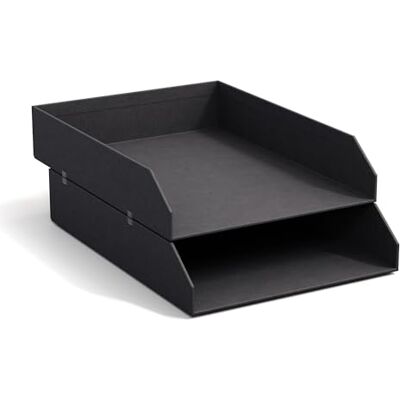 BIGSO Hakan 2er-Set Briefablage A4 – Aufbewahrungsbox stapelbar mit Griff – Schreibtischablage für Briefe, Dokumente & Unterlagen – Ordnungssystem aus Faserplatte mit Papier – Schwarz BIGSO Hakan 2er-Set Briefablage A4 – Aufbewahrungsbox stapelbar mit Griff – Schreibtischablage für Briefe, Dokumente & Unterlagen – Ordnungssystem aus Faserplatte mit Papier – Schwarz