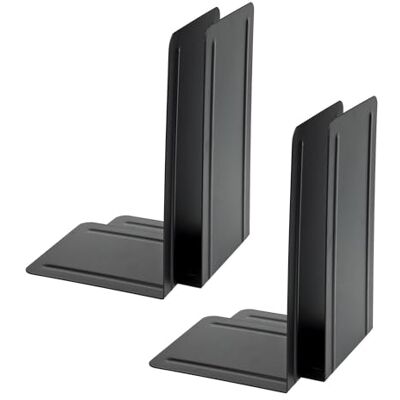 Alco-Albert 4303-11-4 Buchstützen Metall schwarz 4 stabile Buchhalter für Bücherregal und Büro, 14 x 24 x 13 cm, Buchständer für Bücher, Ordner und Magazine Alco-Albert 4303-11-4 Buchstützen Metall schwarz 4 stabile Buchhalter für Bücherregal und Büro, 14 x 24 x 13 cm, Buchständer für Bücher, Ordner und Magazine
