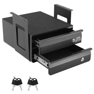 VEVOR Untertisch Schublade 365x335x250 mm, Unterbau Schreibtisch, versteckter 2-lagiger Aufbewahrungs-Organizer, abschließbare Bleistiftschublade für die Untermontage für Sitz-Steh-Arbeitsplätze VEVOR Untertisch Schublade 365x335x250 mm, Unterbau Schreibtisch, versteckter 2-lagiger Aufbewahrungs-Organizer, abschließbare Bleistiftschublade für die Untermontage für Sitz-Steh-Arbeitsplätze