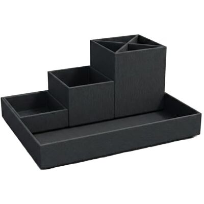 BIGSO BOX OF SWEDEN LENA Schreibtisch Organizer für Stifte, Büroklammern, Haftnotizen usw. – Sortierkasten mit 4 Fächern – Ordnungssystem aus Faserplatte und Papier in Leinenoptik – dunkelgrau BIGSO BOX OF SWEDEN LENA Schreibtisch Organizer für Stifte, Büroklammern, Haftnotizen usw. – Sortierkasten mit 4 Fächern – Ordnungssystem aus Faserplatte und Papier in Leinenoptik – dunkelgrau