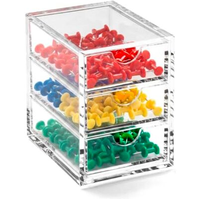 OSCO A3274 Magazin mit 3 Schubladen aus klarem Acryl, XS, durchsichtig OSCO A3274 Magazin mit 3 Schubladen aus klarem Acryl, XS, durchsichtig