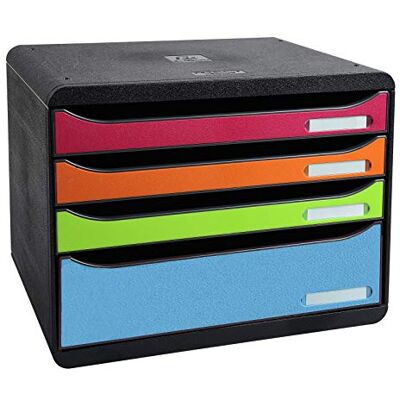 Exacompta 315798D Ablagebox Iderama Querformat mit 4 Schubladen für DIN A+ Dokumente. Belastbare Schubladenbox mit hoher Kapazität für mehr Platz Big Box Plus Horizon Blauer Engel bunt Exacompta 315798D Ablagebox Iderama Querformat mit 4 Schubladen für DIN A+ Dokumente. Belastbare Schubladenbox mit hoher Kapazität für mehr Platz Big Box Plus Horizon Blauer Engel bunt