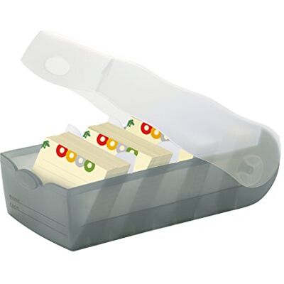 HAN Lernkarteibox Croco, einfach Vokabeln Lernen mit 5-Fächer-Lernsystem, DIN A8 Karteikasten für 500 Karten, inkl. 5 Stützplatten + 100 Lernkarten, Karteibox, Lernbox, 998-693, transluzent/grau HAN Lernkarteibox Croco, einfach Vokabeln Lernen mit 5-Fächer-Lernsystem, DIN A8 Karteikasten für 500 Karten, inkl. 5 Stützplatten + 100 Lernkarten, Karteibox, Lernbox, 998-693, transluzent/grau
