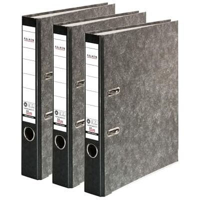 FALKEN 3x Recycling-Ordner 5 cm schmal DIN A4 schwarzer Rücken Made in Germany Papierbezug im Wolkenmarmor-Design Blauer Engel FALKEN 3x Recycling-Ordner 5 cm schmal DIN A4 schwarzer Rücken Made in Germany Papierbezug im Wolkenmarmor-Design Blauer Engel