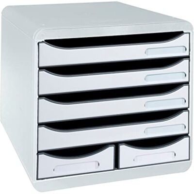 Exacompta 312740D Ablagebox Office aus Kunststoff mit 4 Schubladen für DIN A+ Dokumente und 2 Schubladen für Utensilien. Belastbare Schubladenbox für mehr Platz. Big Box Maxi lichtgrau Exacompta 312740D Ablagebox Office aus Kunststoff mit 4 Schubladen für DIN A+ Dokumente und 2 Schubladen für Utensilien. Belastbare Schubladenbox für mehr Platz. Big Box Maxi lichtgrau