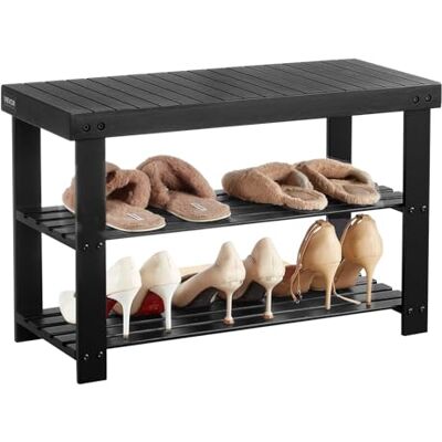 VEVOR Schuhregalbank Schuhbank (703 x 288 x 451 mm), Eingangsbereichsbank aus Bambus, 3-stufiges Schuhregal (130 kg belastbar), für Haustür Flur Wohnzimmer Schlafzimmer Schwarz VEVOR Schuhregalbank Schuhbank (703 x 288 x 451 mm), Eingangsbereichsbank aus Bambus, 3-stufiges Schuhregal (130 kg belastbar), für Haustür Flur Wohnzimmer Schlafzimmer Schwarz