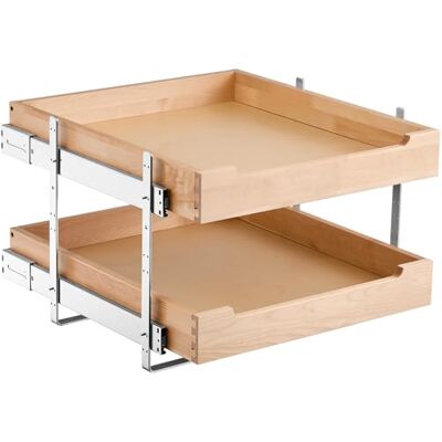 VEVOR ausziehbarer 2-stufiger Schrank-Organizer Schrankschublade Regal (393 x 533 x 76 mm) mit sanftem Schließmechanismus, Holz-Schiebeschublade Unter- und Seitenmontage, für Küche Badezimmer VEVOR ausziehbarer 2-stufiger Schrank-Organizer Schrankschublade Regal (393 x 533 x 76 mm) mit sanftem Schließmechanismus, Holz-Schiebeschublade Unter- und Seitenmontage, für Küche Badezimmer