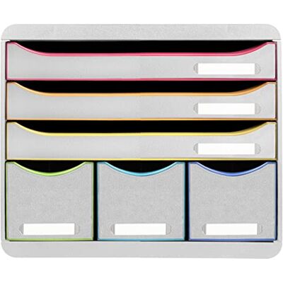 Exacompta 306913D Ablagebox Harlekin Querformat mit 6 Schubladen für DIN A+ Dokumente. Belastbare Schubladenbox mit hoher Kapazität für mehr Platz Store Box Blauer Engel Weiß Bunt Exacompta 306913D Ablagebox Harlekin Querformat mit 6 Schubladen für DIN A+ Dokumente. Belastbare Schubladenbox mit hoher Kapazität für mehr Platz Store Box Blauer Engel Weiß Bunt