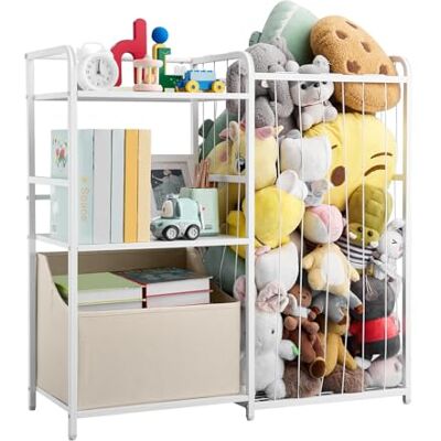 VEVOR Kinderbücherregal mit Spielzeugaufbewahrung, 2-stöckiges Bücherregal mit Stoffspielzeugtruhe, Kinderregal Kinderzimmerregal Weiß, geeignet für Wohnzimmer Eingangsbereich Kindergarten VEVOR Kinderbücherregal mit Spielzeugaufbewahrung, 2-stöckiges Bücherregal mit Stoffspielzeugtruhe, Kinderregal Kinderzimmerregal Weiß, geeignet für Wohnzimmer Eingangsbereich Kindergarten
